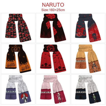 160x25cm Anime Naruto Cute Scarf Cartoon Naruto Sasuke Winter Boys Girls Warm Polar Fleece Scarf for Children Christmas Toy Gift