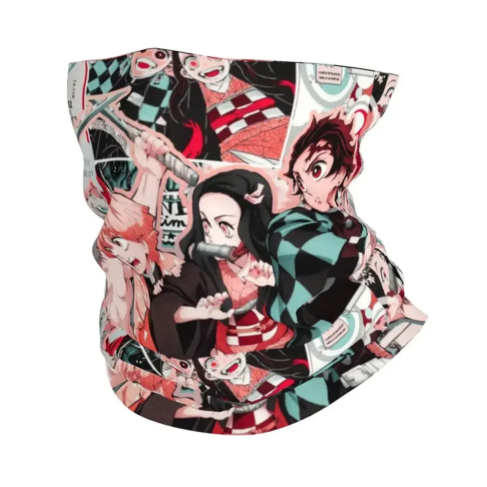 Demon Slayer Kimetsu No Yaiba Bandana Neck Gaiter Windproof Face Scarf Cover Women Men Nezuko Kamado Headband Tube Balaclava