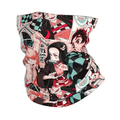 Demon Slayer Kimetsu No Yaiba Bandana Neck Gaiter Windproof Face Scarf Cover Women Men Nezuko Kamado Headband Tube Balaclava