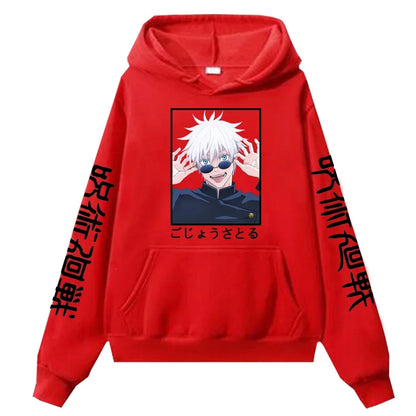 Anime Jujutsu Kaisen Print Hoodies Unisex Manga Satoru Gojo Long Sleeve Autumn Winter Fleece Warm Clothes Plus Size Hoodie