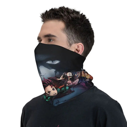 Demon Slayer Anime Retro Headband Neck Thin Men Women Hiking Tube Scarf Face