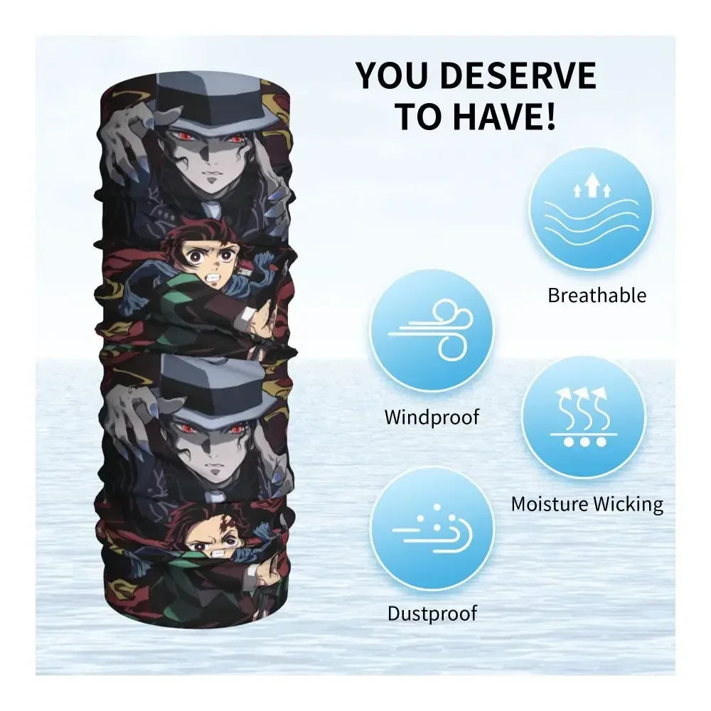 Demon Slayer Kimetsu No Yaiba Bandana Neck Gaiter Windproof Face Scarf Cover Women Men Nezuko Kamado Headband Tube Balaclava