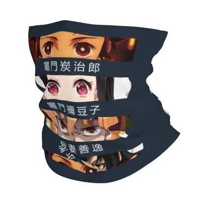 Demon Slayer Kimetsu No Yaiba Bandana Neck Gaiter Windproof Face Scarf Cover Women Men Nezuko Kamado Headband Tube Balaclava