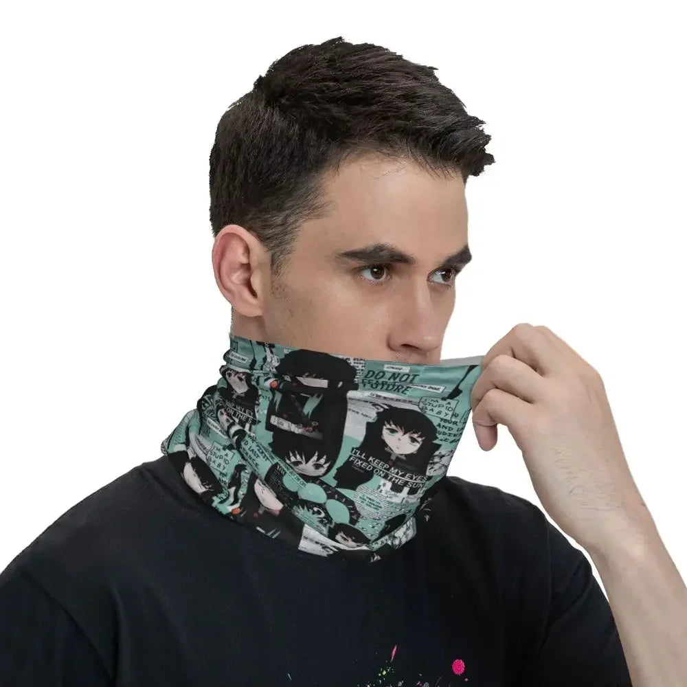 Demon Slayer Kimetsu No Yaiba Bandana Neck Gaiter Windproof Face Scarf Cover Women Men Nezuko Kamado Headband Tube Balaclava