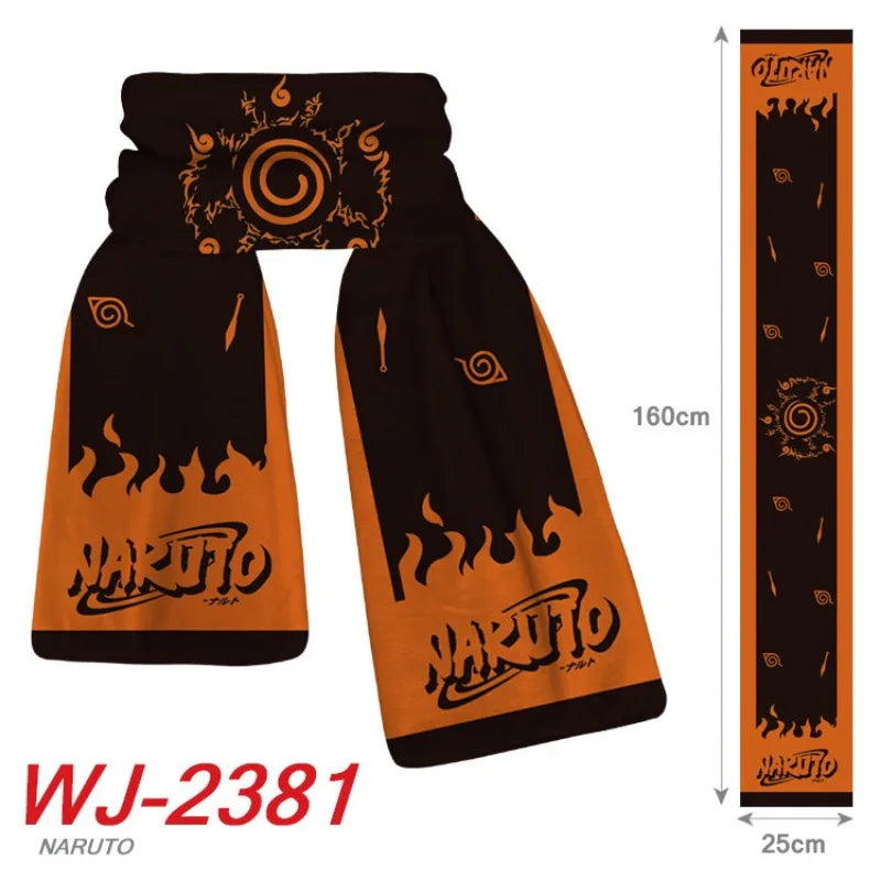 160x25cm Anime Naruto Cute Scarf Cartoon Naruto Sasuke Winter Boys Girls Warm Polar Fleece Scarf for Children Christmas Toy Gift