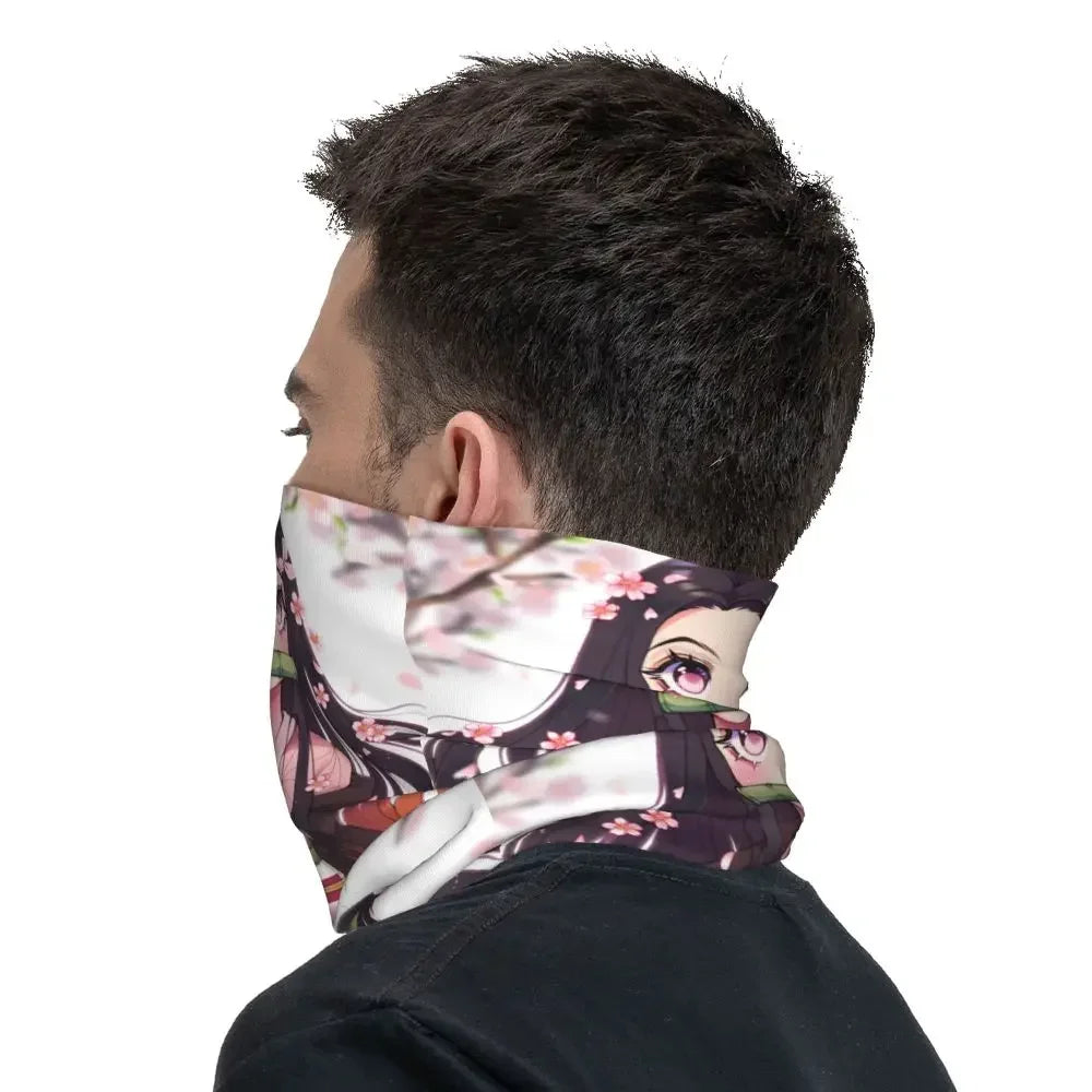 Demon Slayer Kimetsu No Yaiba Bandana Neck Gaiter Windproof Face Scarf Cover Women Men Nezuko Kamado Headband Tube Balaclava