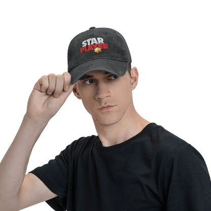 Classic Star player B-Brawls Baseball Caps Unisex Distressed Denim Sun Cap  Outdoor Activities  Adjustable Caps Hat