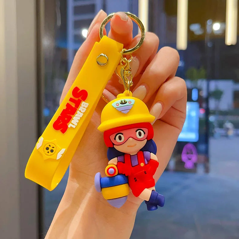 New Brawl Stars Generation 1-3 Creative Wilderness Battle 3d Stitch Doll Key Keychain Cute Nita Jie Xibeiya Car Keychain Pendan