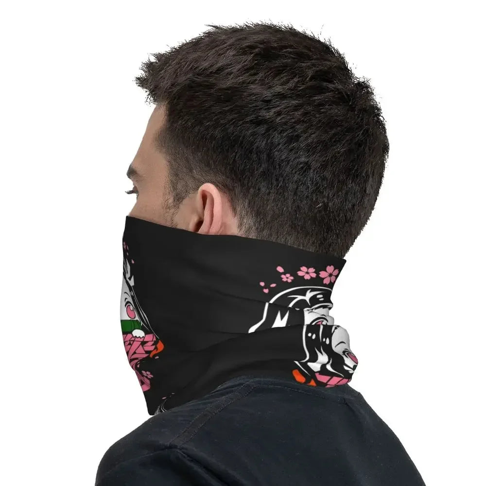 Demon Slayer Kimetsu No Yaiba Bandana Neck Gaiter Windproof Face Scarf Cover Women Men Nezuko Kamado Headband Tube Balaclava