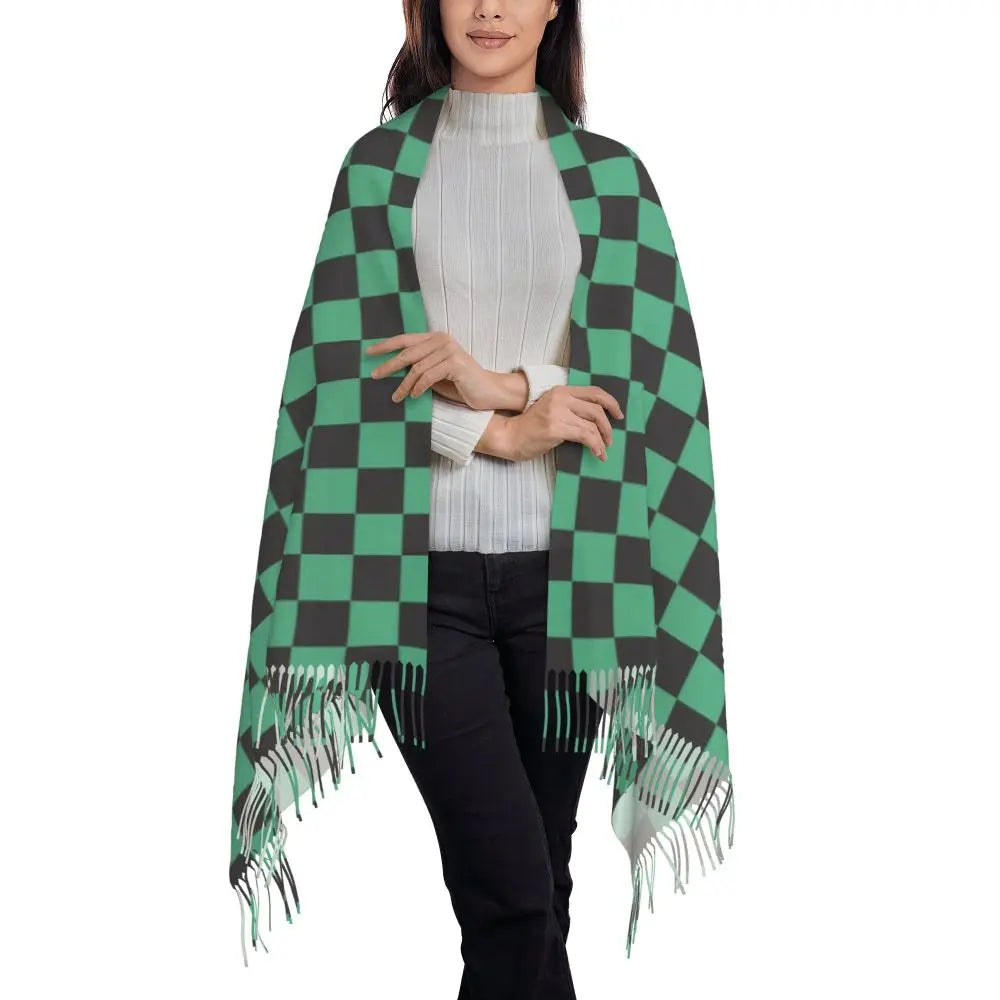 Demon Slayer Zenitsu's Pattern Scarf for Womens Winter Fall Pashmina Shawls and Wrap Long Large Shawl Scarf for Daily Wear