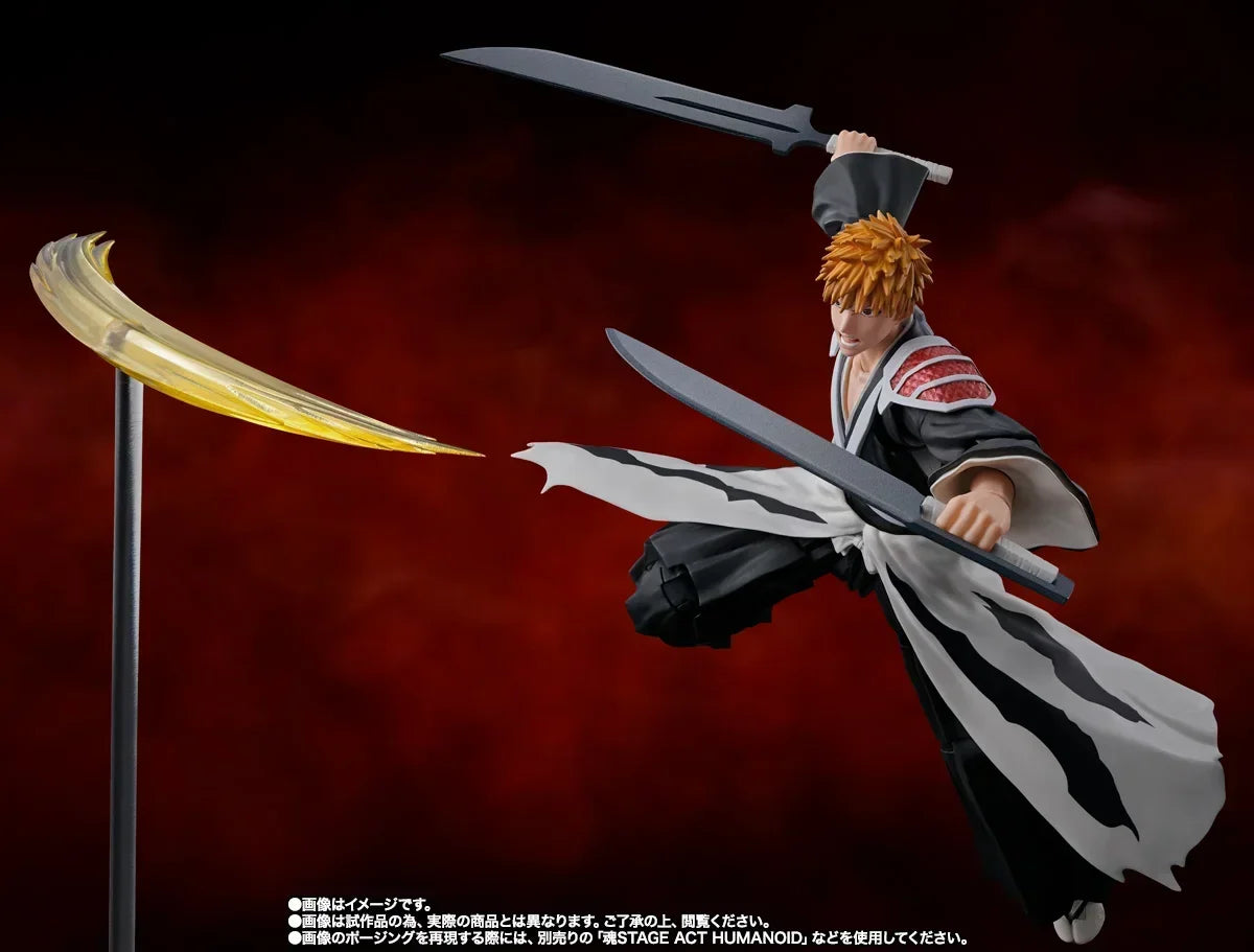 10 Original Anime Bleach S.H.Figuarts ICHIGO KUROSAKI -DUALZANGETSU PVC Action Figure Toys for Children SHF Doll Collector 15.5cm