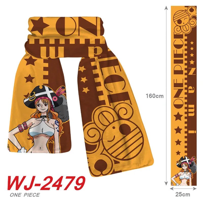 ONE PIECE Luffy Zoro Anime Scarf Chopper Cartoon Soft Thickened Warm Winter Men Women's Scarves Christmas New Year Birthday Gift