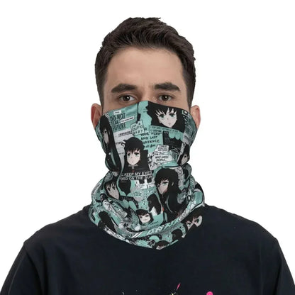 Demon Slayer Kimetsu No Yaiba Bandana Neck Gaiter Windproof Face Scarf Cover Women Men Nezuko Kamado Headband Tube Balaclava