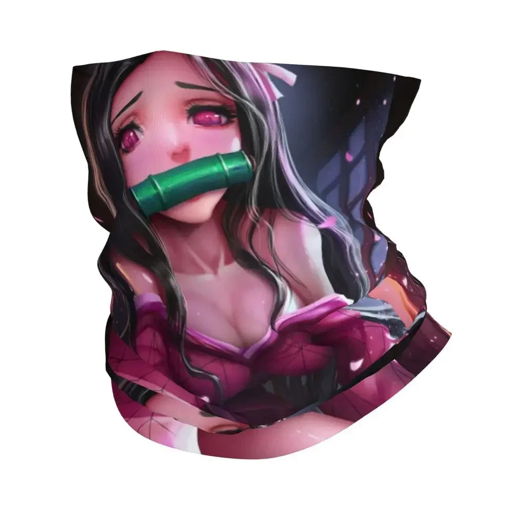 Demon Slayer Kimetsu No Yaiba Bandana Neck Gaiter Windproof Face Scarf Cover Women Men Nezuko Kamado Headband Tube Balaclava