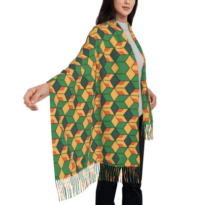 Demon Slayer Zenitsu's Pattern Scarf for Womens Winter Fall Pashmina Shawls and Wrap Long Large Shawl Scarf for Daily Wear