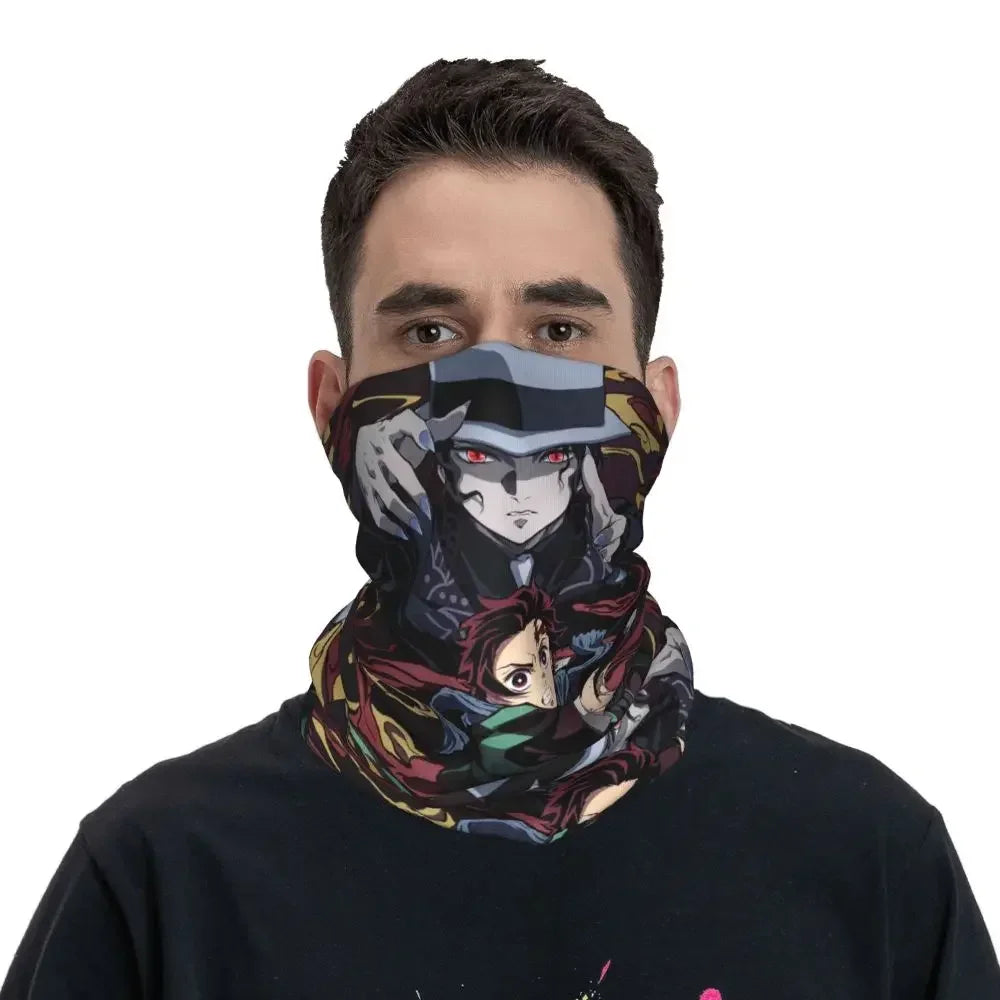 Demon Slayer Kimetsu No Yaiba Bandana Neck Gaiter Windproof Face Scarf Cover Women Men Nezuko Kamado Headband Tube Balaclava