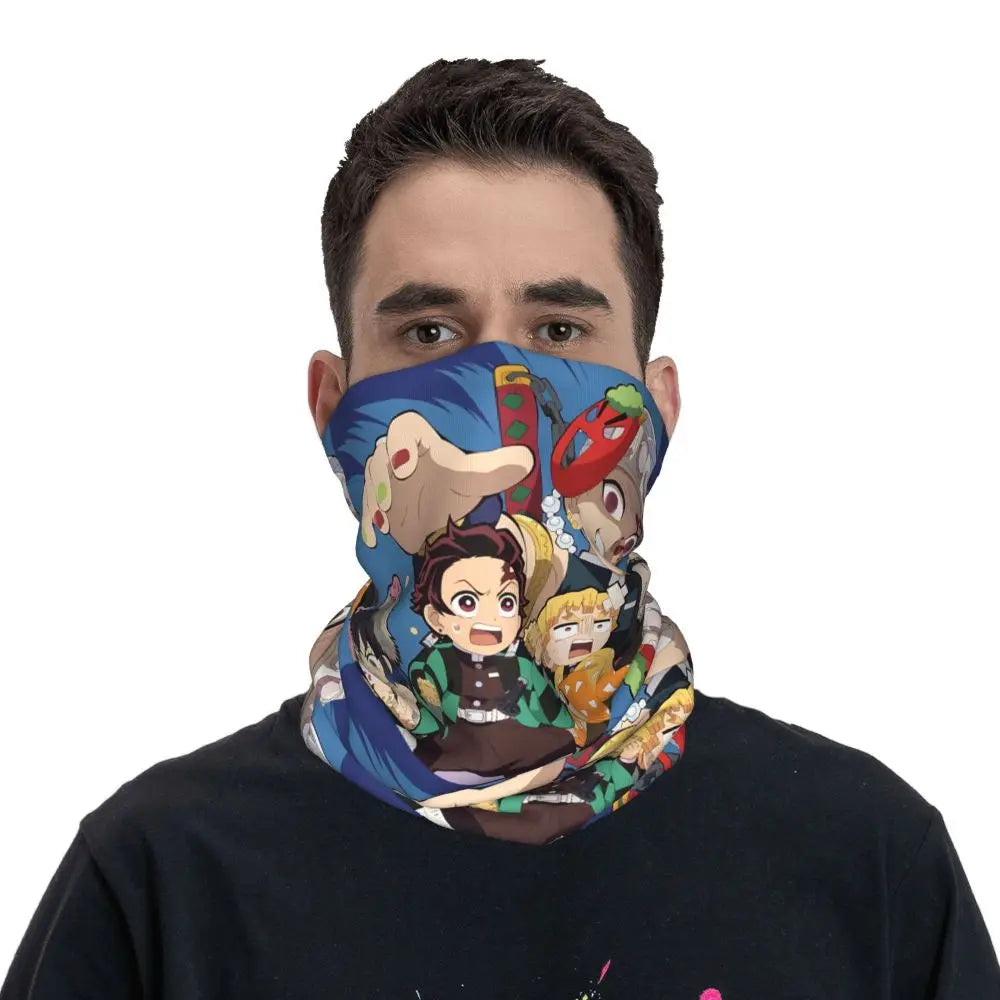 Demon Slayer Anime Neck Gaiter Face Scarf Cover Neck Gaiter Men Women Bandana Scarf Thin Summer