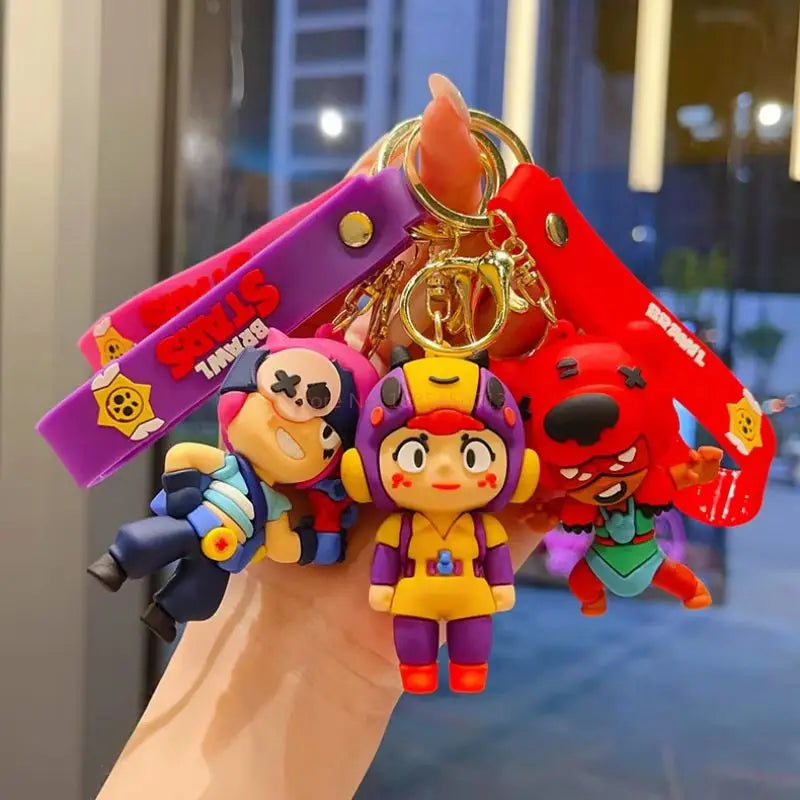 New Brawl Stars Generation 1-3 Creative Wilderness Battle 3d Stitch Doll Key Keychain Cute Nita Jie Xibeiya Car Keychain Pendan