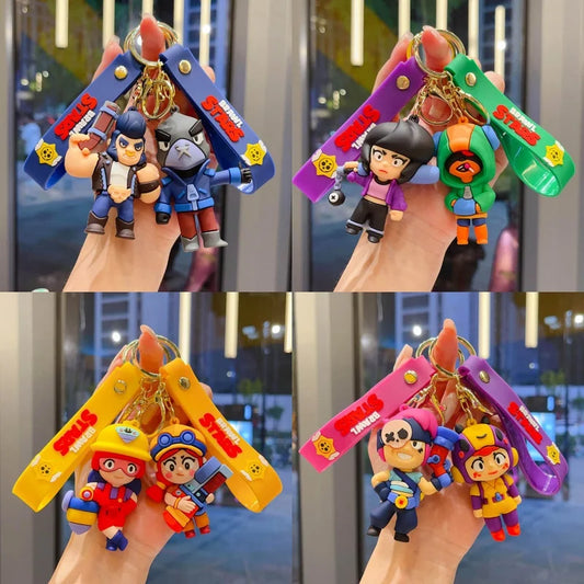 New Brawl Stars Generation 1-3 Creative Wilderness Battle 3d Stitch Doll Key Keychain Cute Nita Jie Xibeiya Car Keychain Pendan