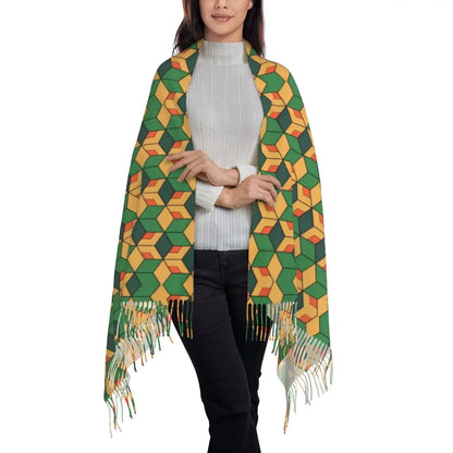 Demon Slayer Zenitsu's Pattern Scarf for Womens Winter Fall Pashmina Shawls and Wrap Long Large Shawl Scarf for Daily Wear