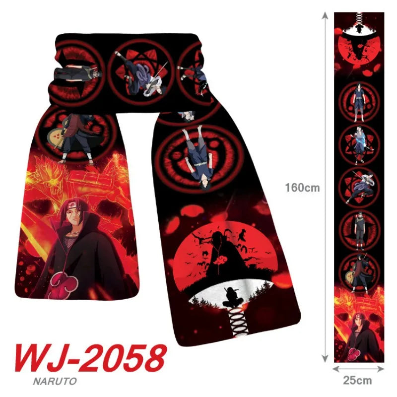 160x25cm Anime Naruto Cute Scarf Cartoon Naruto Sasuke Winter Boys Girls Warm Polar Fleece Scarf for Children Christmas Toy Gift