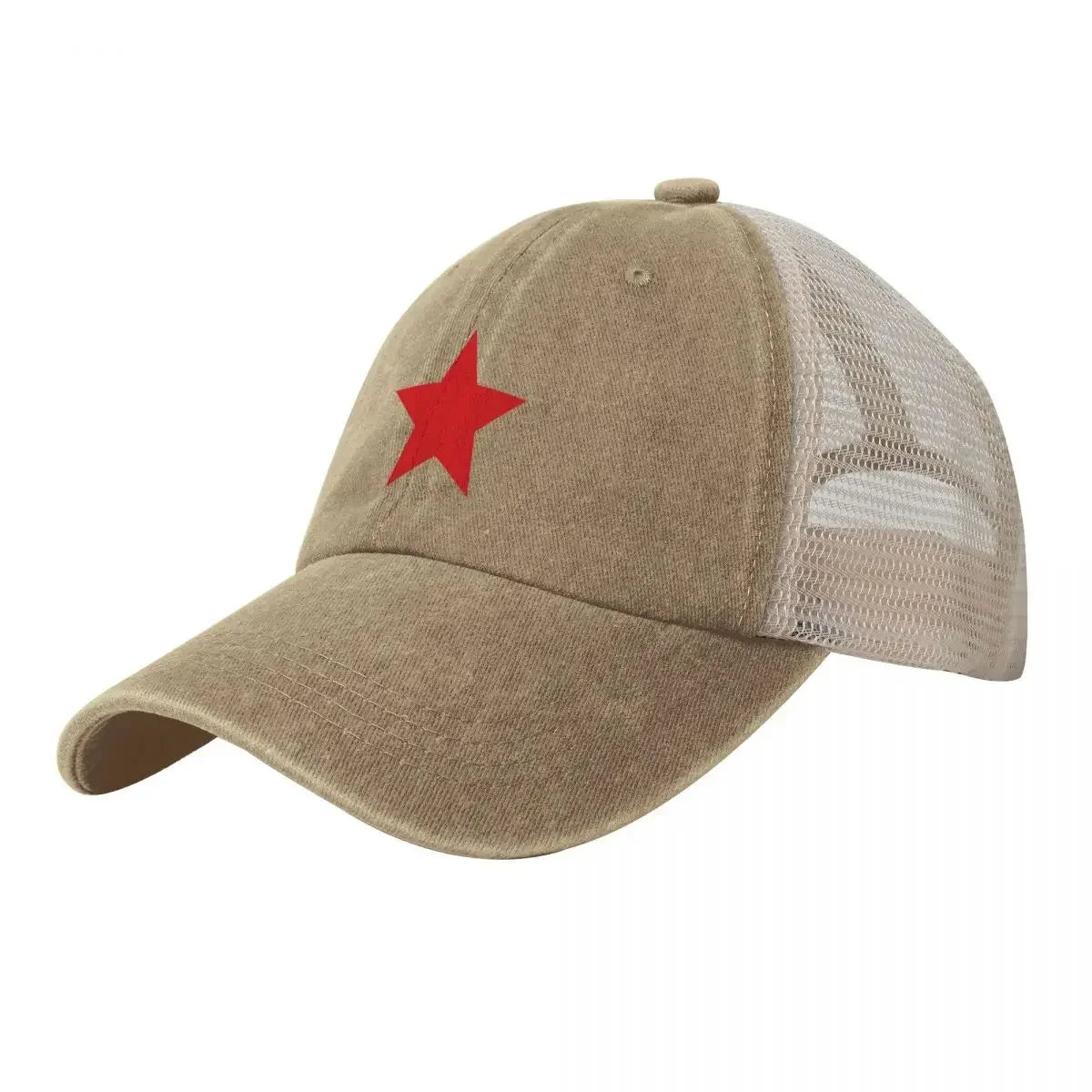 Star Red star black Cowboy Mesh Baseball Cap Beach Summer Outing Wild Ball Hat for Men Women Sun Protection