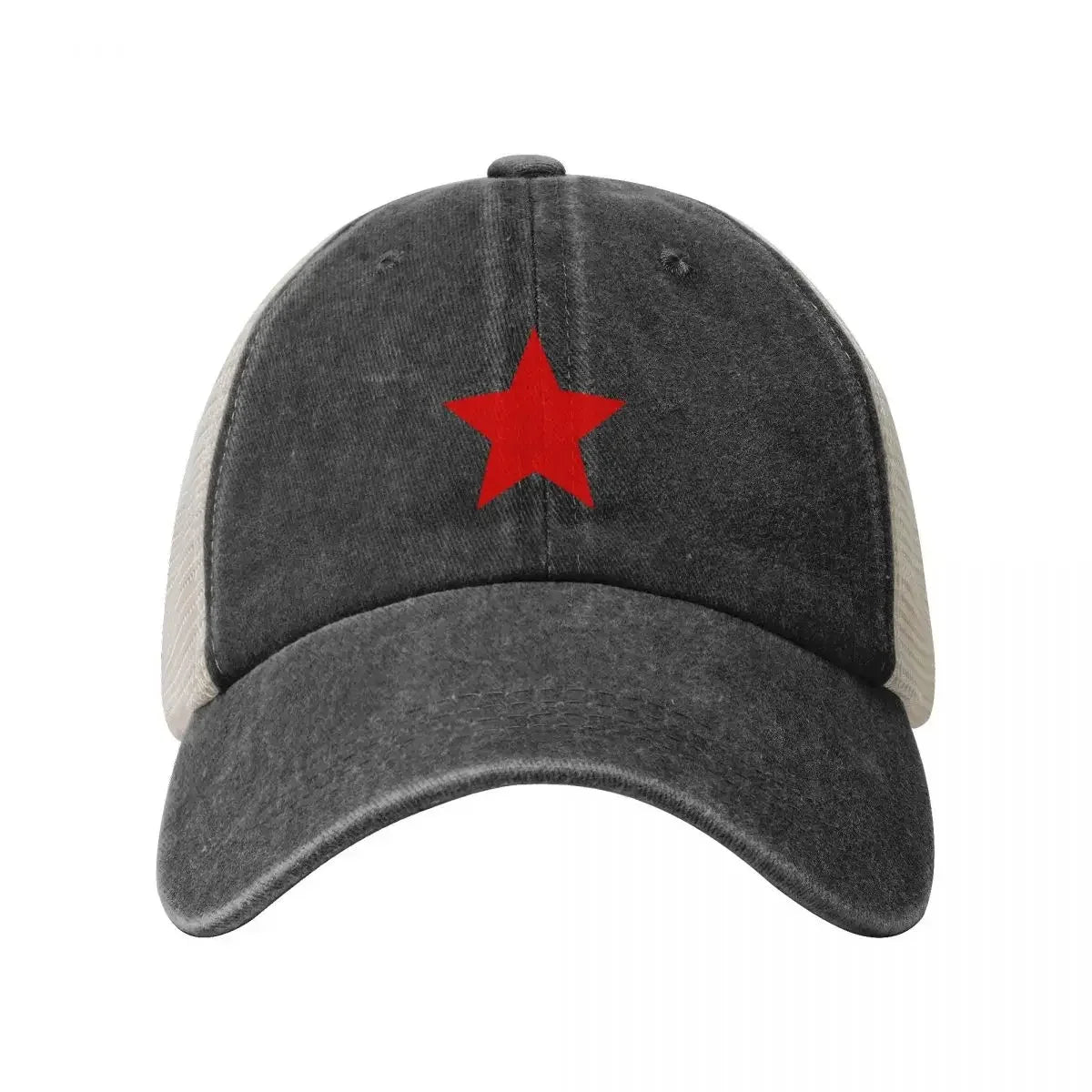 Star Red star black Cowboy Mesh Baseball Cap Beach Summer Outing Wild Ball Hat for Men Women Sun Protection