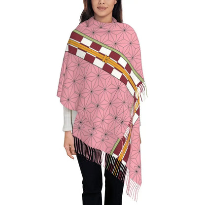 Demon Slayer Zenitsu's Pattern Scarf for Womens Winter Fall Pashmina Shawls and Wrap Long Large Shawl Scarf for Daily Wear