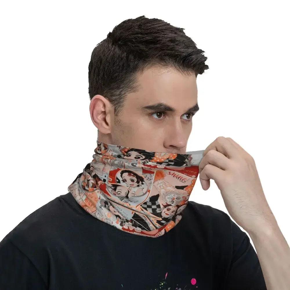 Demon Slayer Kimetsu No Yaiba Bandana Neck Gaiter Windproof Face Scarf Cover Women Men Nezuko Kamado Headband Tube Balaclava