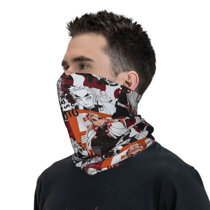 Demon Slayer Kimetsu No Yaiba Bandana Neck Gaiter Windproof Face Scarf Cover Women Men Nezuko Kamado Headband Tube Balaclava