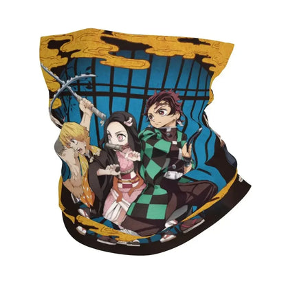 Demon Slayer Kimetsu No Yaiba Bandana Neck Gaiter Windproof Face Scarf Cover Women Men Nezuko Kamado Headband Tube Balaclava