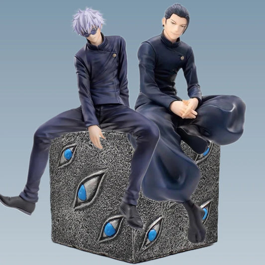 Satoru Gojo Statue Jujutsu Kaisen Figure Geto Suguru Sitting Posture Action Figures Prison Realm Anime Model Pvc Ornament Toys