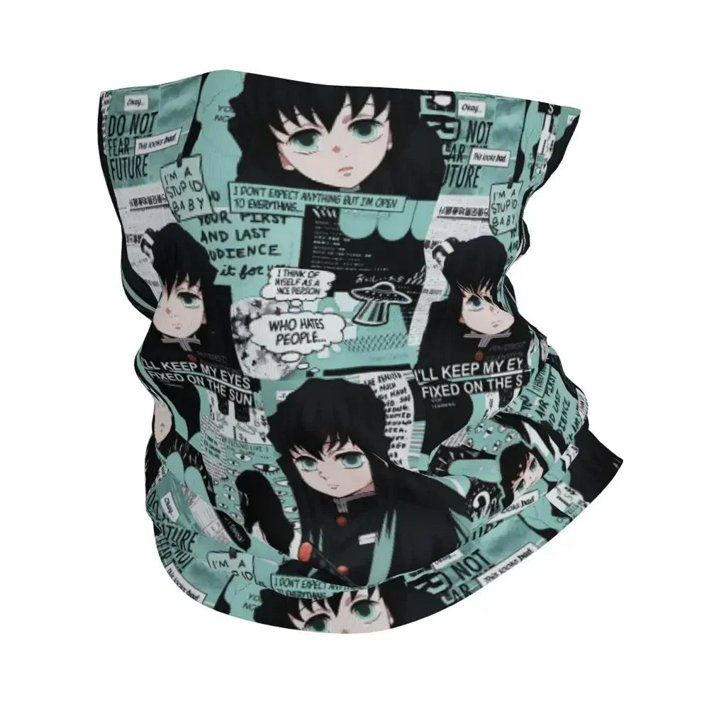 Demon Slayer Kimetsu No Yaiba Bandana Neck Gaiter Windproof Face Scarf Cover Women Men Nezuko Kamado Headband Tube Balaclava