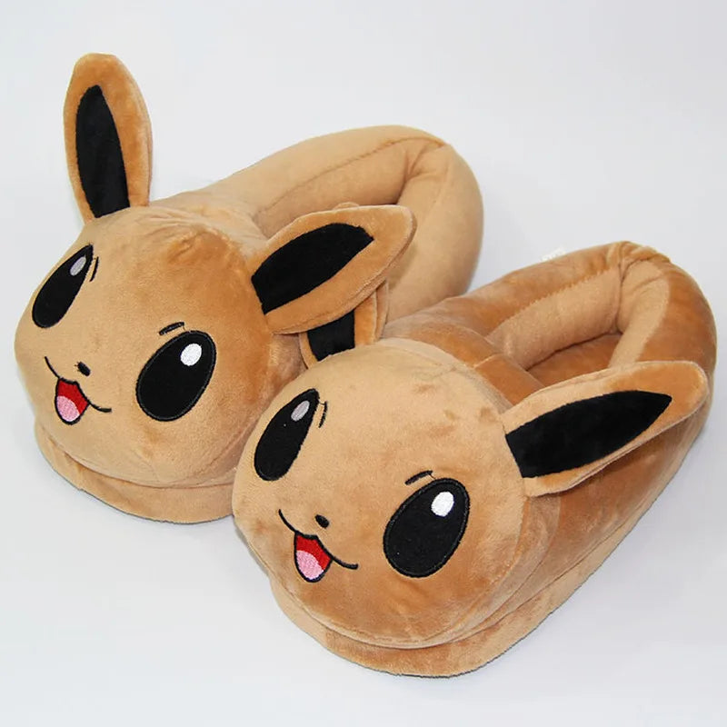 New Winter Anime Eevee Umbreon Simpson Kawaii Plush Soft Toys Adult Children Warm Slippers Home Indoor Shoes