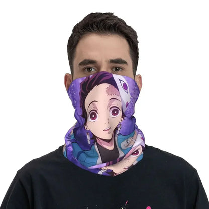 Demon Slayer Kimetsu No Yaiba Bandana Neck Gaiter Windproof Face Scarf Cover Women Men Nezuko Kamado Headband Tube Balaclava