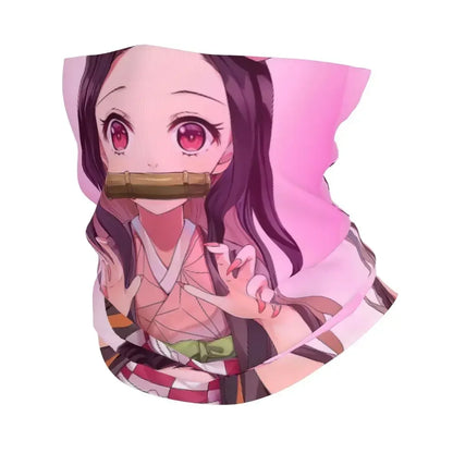 Demon Slayer Kimetsu No Yaiba Bandana Neck Gaiter Windproof Face Scarf Cover Women Men Nezuko Kamado Headband Tube Balaclava