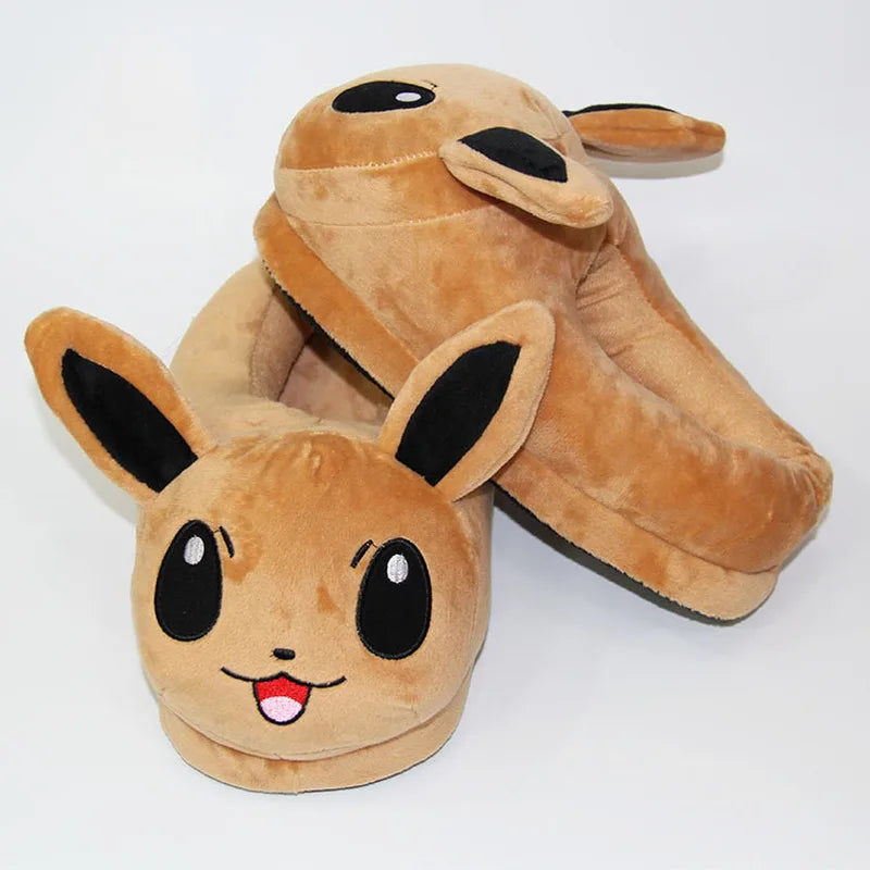 New Winter Anime Eevee Umbreon Simpson Kawaii Plush Soft Toys Adult Children Warm Slippers Home Indoor Shoes