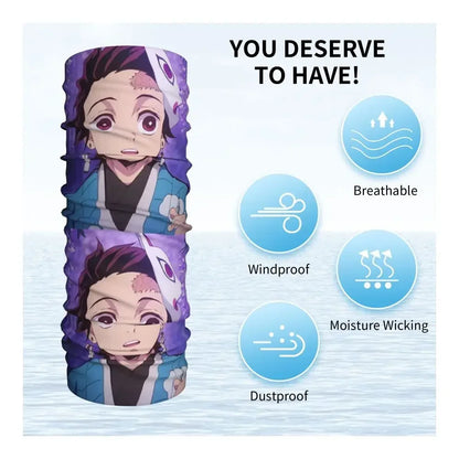 Demon Slayer Kimetsu No Yaiba Bandana Neck Gaiter Windproof Face Scarf Cover Women Men Nezuko Kamado Headband Tube Balaclava