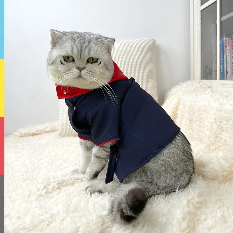 Pet Clothes Anime Jujutsu Kaisen Yuji Itadori Cosplay Cat Dog Suit Jumpsuit Hat Hoodie Dress Up Christmas Halloween Pet Costume