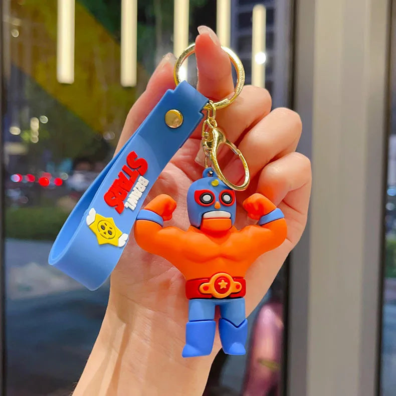 New Brawl Stars Generation 1-3 Creative Wilderness Battle 3d Stitch Doll Key Keychain Cute Nita Jie Xibeiya Car Keychain Pendan