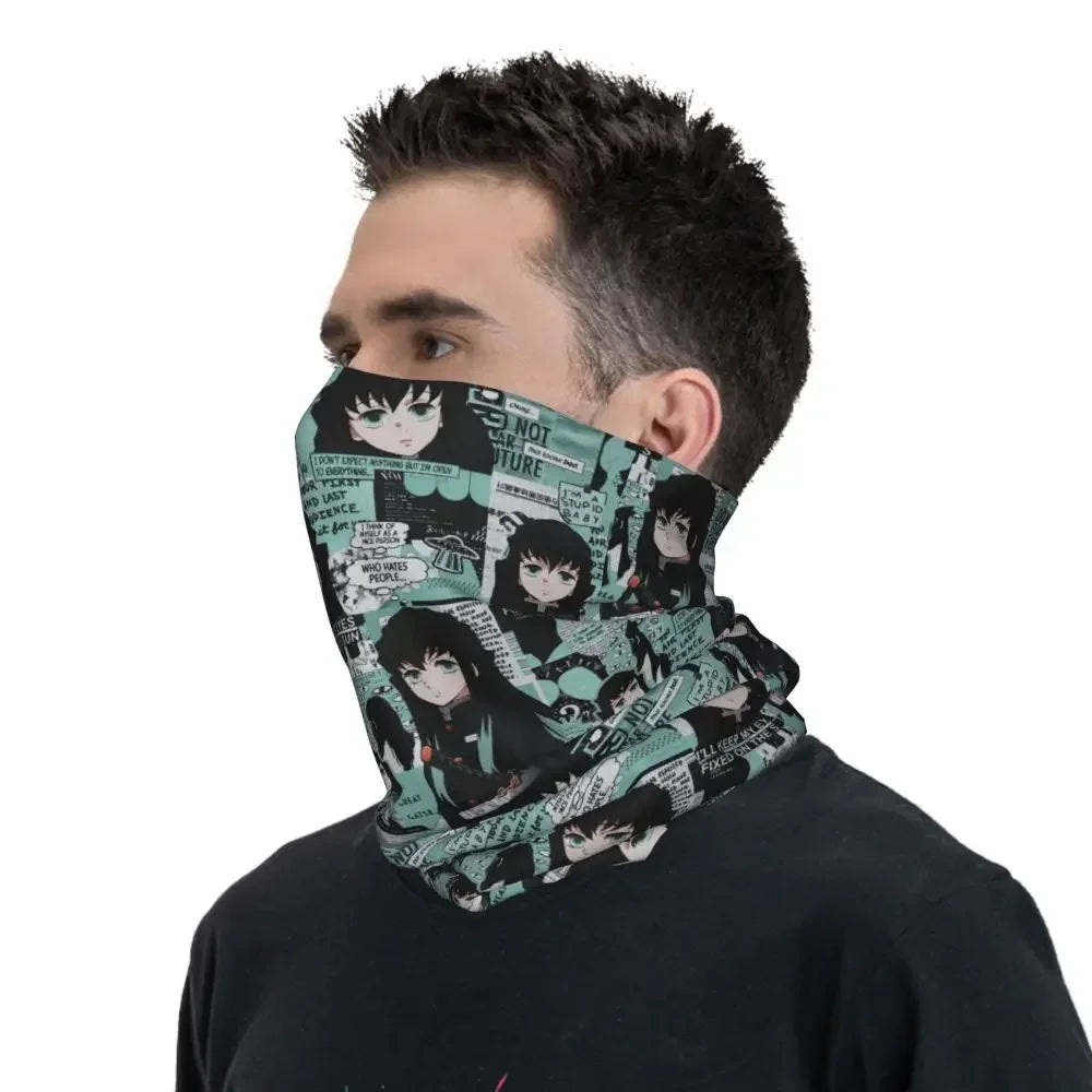 Demon Slayer Kimetsu No Yaiba Bandana Neck Gaiter Windproof Face Scarf Cover Women Men Nezuko Kamado Headband Tube Balaclava