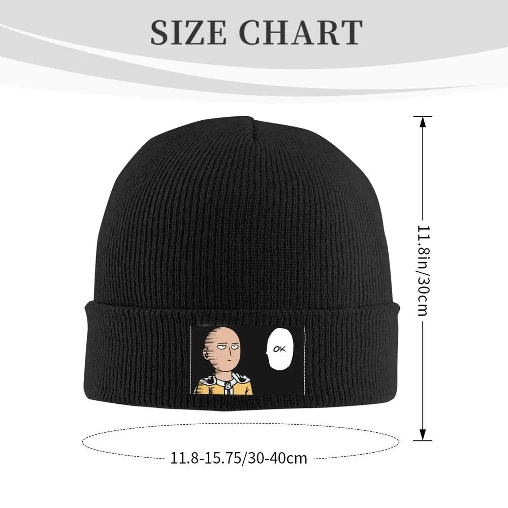 One Punch Man Manga Knitted Caps Women's Men's Beanie Autumn Winter Hat Acrylic Saitama Ok Anime Casual Caps