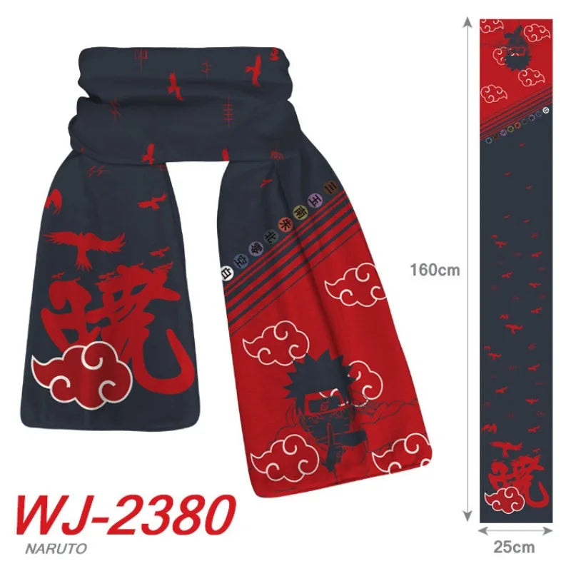 160x25cm Anime Naruto Cute Scarf Cartoon Naruto Sasuke Winter Boys Girls Warm Polar Fleece Scarf for Children Christmas Toy Gift