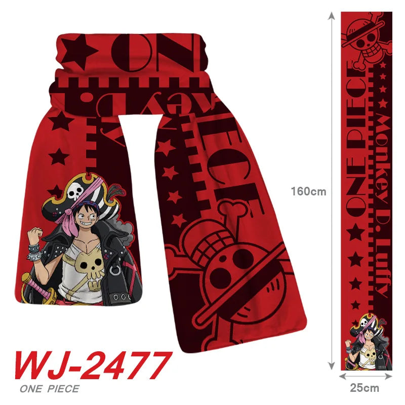 ONE PIECE Luffy Zoro Anime Scarf Chopper Cartoon Soft Thickened Warm Winter Men Women's Scarves Christmas New Year Birthday Gift