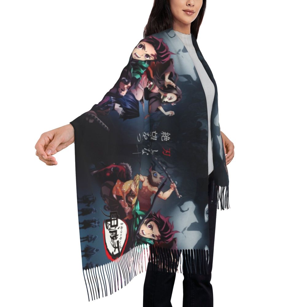 Custom Print Demon Slayer Shinobu Kocho Cosplay Scarf Men Women Winter Fall Warm Scarves Anime Kimetsu No Yaiba Shawls Wraps