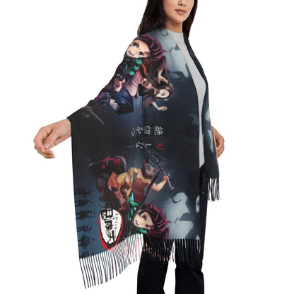 Custom Print Demon Slayer Shinobu Kocho Cosplay Scarf Men Women Winter Fall Warm Scarves Anime Kimetsu No Yaiba Shawls Wraps