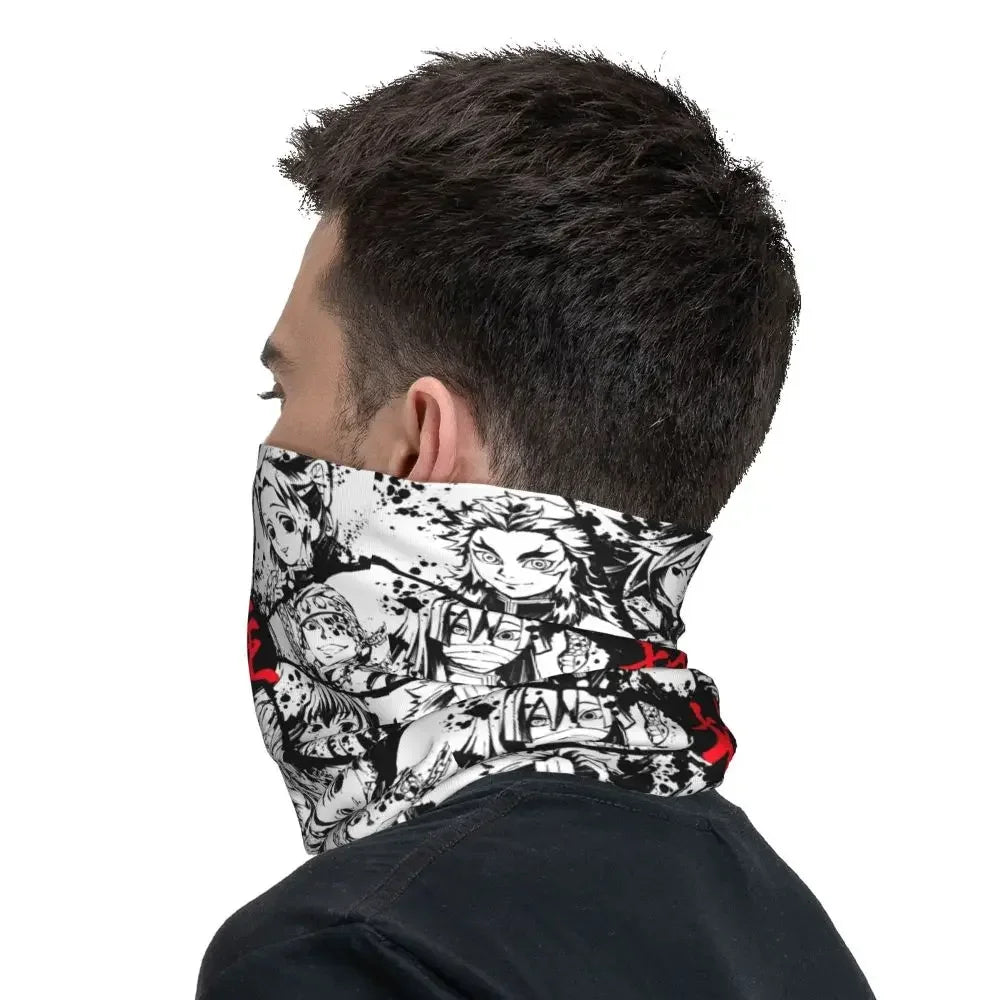 Demon Slayer Kimetsu No Yaiba Bandana Neck Gaiter Windproof Face Scarf Cover Women Men Nezuko Kamado Headband Tube Balaclava