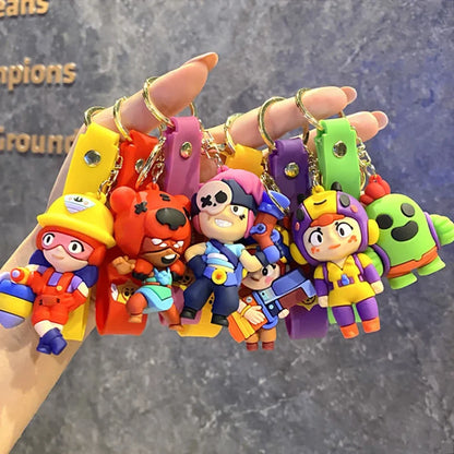 Creative Wilderness Chaos Anime General Cartoon Keychain Cute Brawl Keychain Backpack Pendant Doll Stars Car Pendant Toy Gift