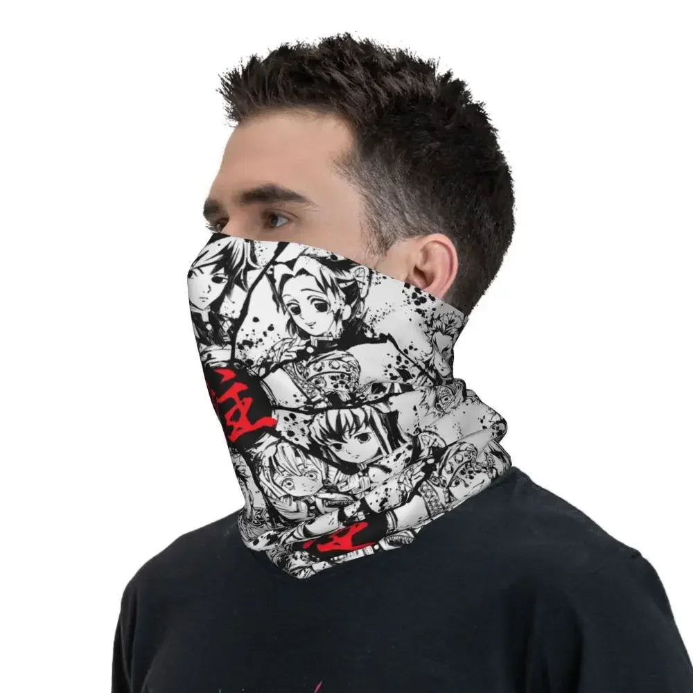 Demon Slayer Kimetsu No Yaiba Bandana Neck Gaiter Windproof Face Scarf Cover Women Men Nezuko Kamado Headband Tube Balaclava