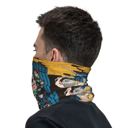 Demon Slayer Kimetsu No Yaiba Bandana Neck Gaiter Windproof Face Scarf Cover Women Men Nezuko Kamado Headband Tube Balaclava